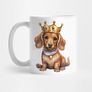 Watercolor Dachshund Dog Wearing a Crown Mug